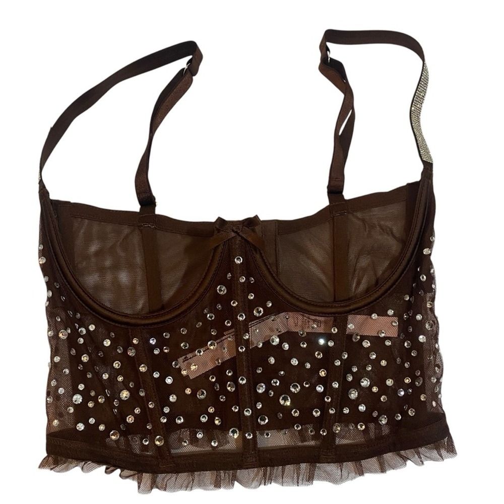 VICTORIAS SECRET DREAM ANGELS 32DD SHINE STRAP OPEN CUP SHIMMER BRA TOP Sheer